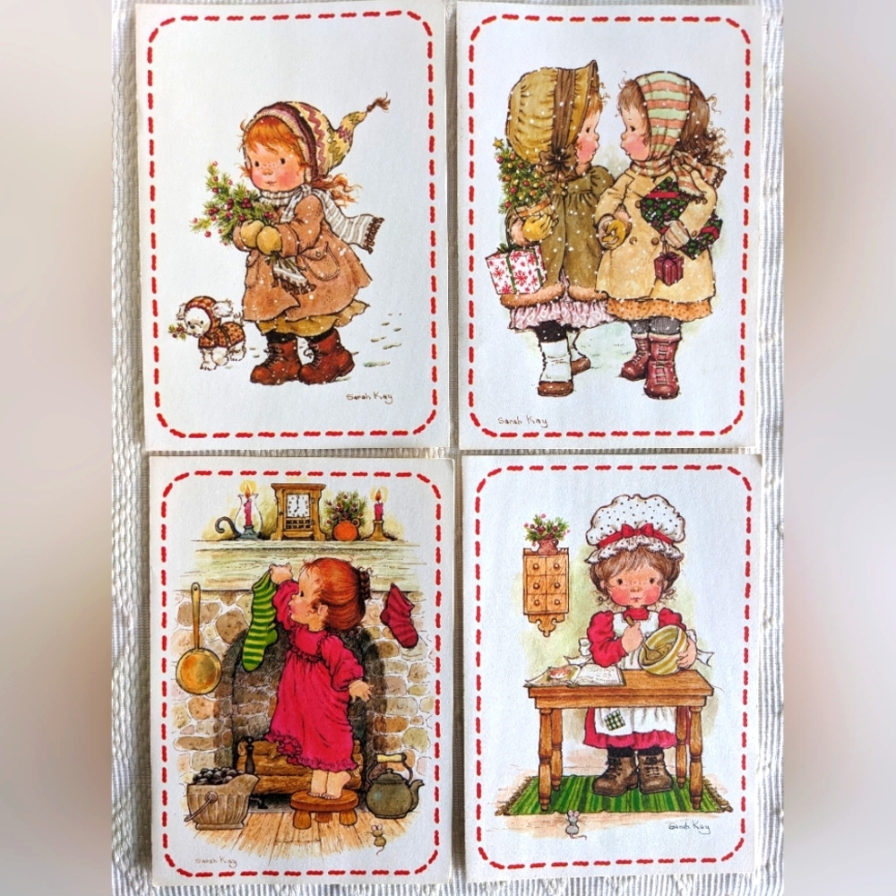 Vintage Christmas Greeting Cards Sarah Kay Art Work Cute Designs classic